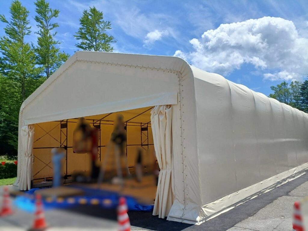 【新設】山梨県でテント倉庫の新設施工